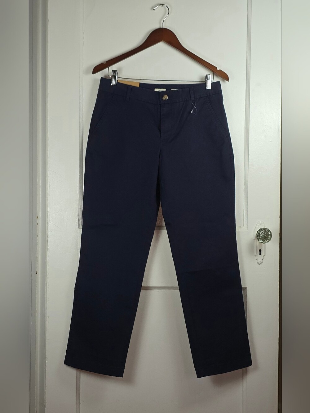 LL Bean Navy Blue Midrise Favorite Fit Classic Preppy Chino Trousers 6 NWOT